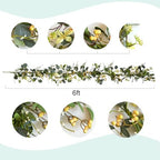 6FT Artificial Eucalyptus Garland, Spring Greenery Garland with Berries and Wildflowers for Home Table Mantle, alternate view