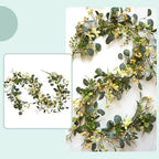 6FT Artificial Eucalyptus Garland, Spring Greenery Garland with Berries and Wildflowers for Home Table Mantle, alternate view