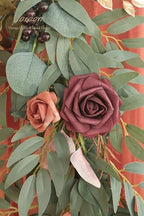 6ft Artificial Eucalyptus Garland with Flowers Fake Greenery Burnt Orange Faux Floral Vine Garland for Table, alternate view