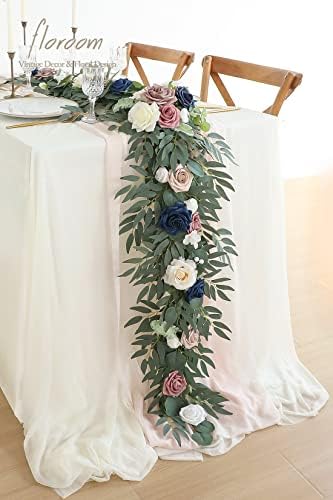 6ft Artificial Eucalyptus Garland with Flowers Fake Greenery Faux Floral Vine Garland for Table Decor Wedding, alternate view