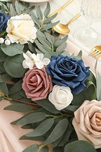 6ft Artificial Eucalyptus Garland with Flowers Fake Greenery Faux Floral Vine Garland for Table Decor Wedding, alternate view