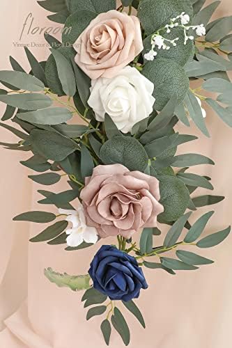 6ft Artificial Eucalyptus Garland with Flowers Fake Greenery Faux Floral Vine Garland for Table Decor Wedding, alternate view