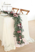 6ft Artificial Eucalyptus Garland with Flowers Fake Greenery Faux Floral Vine Garland for Table Decor Wedding, alternate view