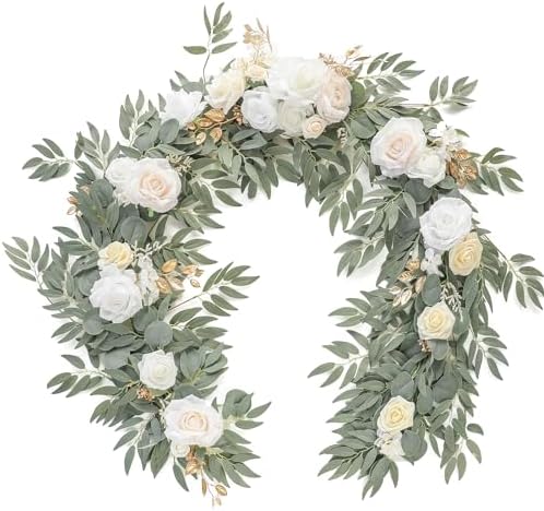 6ft Artificial Eucalyptus Garland with Flowers Fake Greenery Faux Floral Vine Garland for Table Decor Wedding