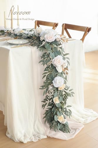 6ft Artificial Eucalyptus Garland with Flowers Fake Greenery Faux Floral Vine Garland for Table Decor Wedding, alternate view