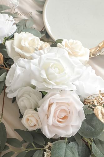 6ft Artificial Eucalyptus Garland with Flowers Fake Greenery Faux Floral Vine Garland for Table Decor Wedding, alternate view