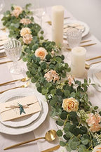 6FT Artificial Flowers Eucalyptus Garland with Roses Flower Vine Greenery Hanging Plant for Wedding Party Arch, alternate