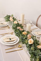 6FT Artificial Flowers Eucalyptus Garland with Roses Flower Vine Greenery Hanging Plant for Wedding Party Arch, alternate
