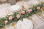 6FT Artificial Flowers Eucalyptus Garland with Roses Flower Vine Greenery Garland Hanging Plant for Wedding, alternate view 5