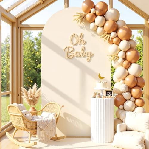6FT Beige Arch Cover, Stretchy Arch Backdrop Cover in 6FT in Beige, alternate view 3