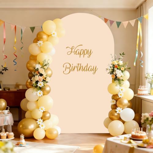 6FT Beige Wedding Arch Backdrop Cover, Stretchy Fabric in 2.6ft x 6ft in Beige, alternate view 2