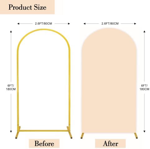 6FT Beige Wedding Arch Backdrop Cover, Stretchy Fabric in 2.6ft x 6ft in Beige, alternate view 5