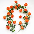 6FT Bendable Artificial Flower Garland Faux Rose Vine for Home Decor in Orange