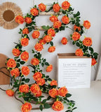6FT Bendable Artificial Flower Garland Faux Rose Vine for Home Decor in Orange, alternate view 5