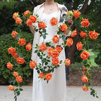 6FT Bendable Artificial Flower Garland Faux Rose Vine for Home Decor in Orange, alternate view 6