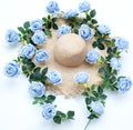 6FT Bendable Artificial Flower Garland Faux Rose Vine for Wedding Decor in Blue