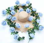 6FT Bendable Artificial Flower Garland Faux Rose Vine for Wedding Decor in Blue