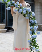 6FT Bendable Artificial Flower Garland Faux Rose Vine for Wedding Decor in Blue, alternate view 3