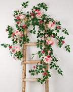 6FT Bendable Flower Garland, Artificial Rose Vine for Home Decor, Pink in Pink