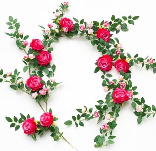 6FT Bendable Flower Garland, Artificial Rose Vine for Wedding Decor