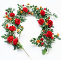 6FT Bendable Flower Garland, Artificial Rose Vine for Wedding Decor, Red in Red