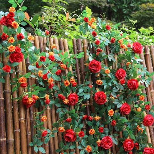 6FT Bendable Flower Garland, Artificial Rose Vine for Wedding Decor, Red in Red, alternate view 6