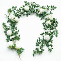 6FT Bendable Flower Garland, Artificial Rose Vine for Wedding Decor, White in White