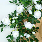 6FT Bendable Flower Garland, Artificial Rose Vine for Wedding Decor, White in White, alternate view 3