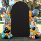 6FT Black Arch Backdrop Cover - Polyester Fitted Wedding Arch Stand Covers Round Top Chiara Arch Backdrop Cover, alternate