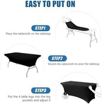 6FT Black Table Cloth - 6 Pack Fitted Stretch Rectangle Spandex Tablecloth, Washable Table Cover for Party, alternate view 4
