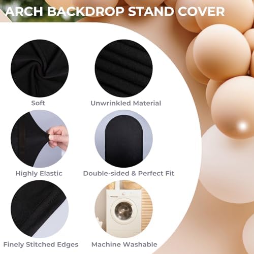 6Ft Black Wedding Arch Backdrop Cover for Party Deco in 6 FT in Black, alternate view 5