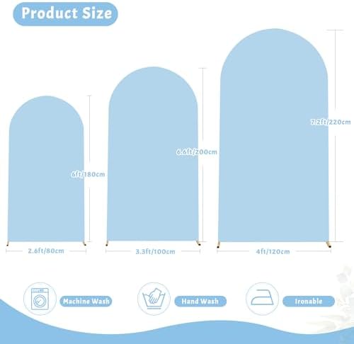 6FT Blue Arch Backdrop Cover - Polyester Fitted Wedding Arch Stand Covers Round Top Chiara Arch Backdrop Cover, alternate