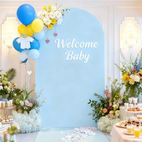 6FT Blue Arch Backdrop Cover - Polyester Fitted Wedding Arch Stand Covers Round Top Chiara Arch Backdrop Cover, alternate