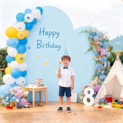 6FT Blue Arch Backdrop Cover - Polyester Fitted Wedding Arch Stand Covers Round Top Chiara Arch Backdrop Cover, alternate