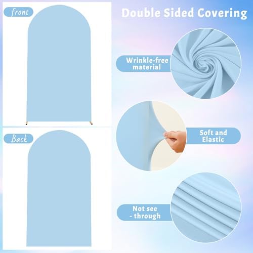6FT Blue Arch Backdrop Cover - Polyester Fitted Wedding Arch Stand Covers Round Top Chiara Arch Backdrop Cover, alternate