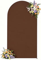 6FT Brown Arch Backdrop Cover - Stretchy Spandex Fabric Fitted Round Top Chiara Backdrop Arch Covers for