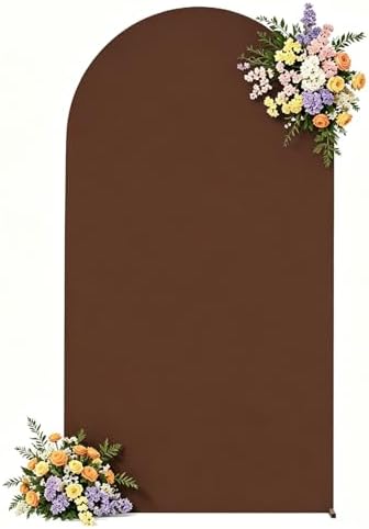 6FT Brown Arch Backdrop Cover - Stretchy Spandex Fabric Fitted Round Top Chiara Backdrop Arch Covers for