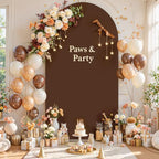 6FT Brown Arch Backdrop Cover - Stretchy Spandex Fabric Fitted Round Top Chiara Backdrop Arch Covers for, alternate view 3