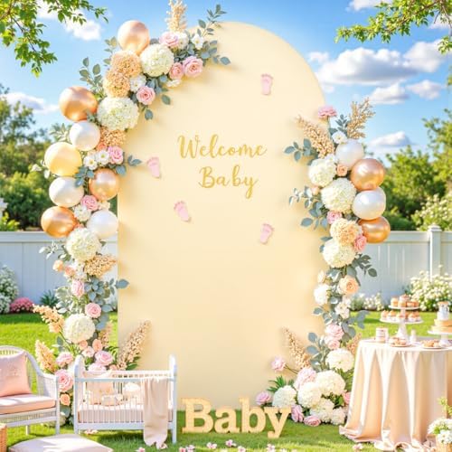 6FT Champagne Arch Backdrop Cover - Polyester Fitted Wedding Arch Stand Covers Round Top Chiara Arch Backdrop, alternate view