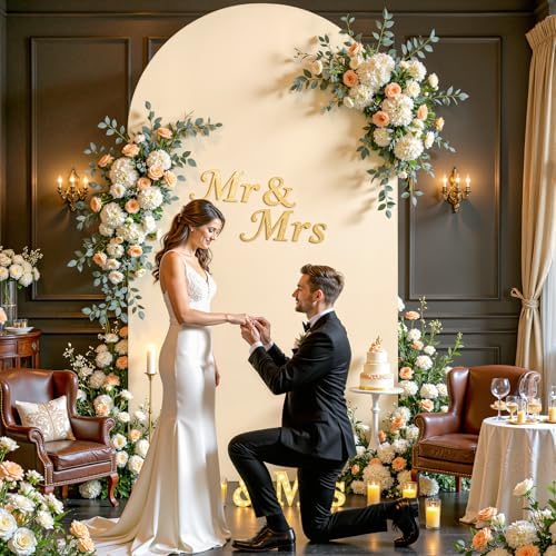 6FT Champagne Arch Backdrop Cover - Polyester Fitted Wedding Arch Stand Covers Round Top Chiara Arch Backdrop, alternate view