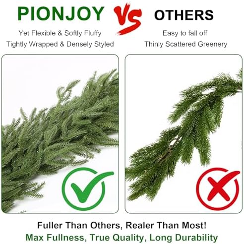 6FT Christmas Norfolk Pine Garland, Realistic Green Artificial Pine Garland, Unlit Christmas Greenery for Indoor, alternate