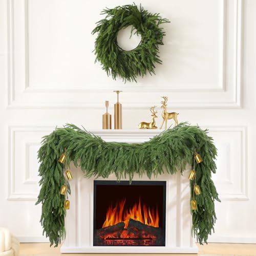 6FT Christmas Norfolk Pine Garland, Realistic Green Artificial Pine Garland, Unlit Christmas Greenery for Indoor, alternate