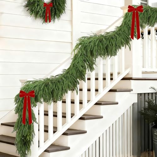 6FT Christmas Norfolk Pine Garland, Realistic Green Artificial Pine Garland, Unlit Christmas Greenery for Indoor, alternate