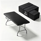 6FT Commercial Folding Table, Portable Black HDPE Utility Table,50 Pack