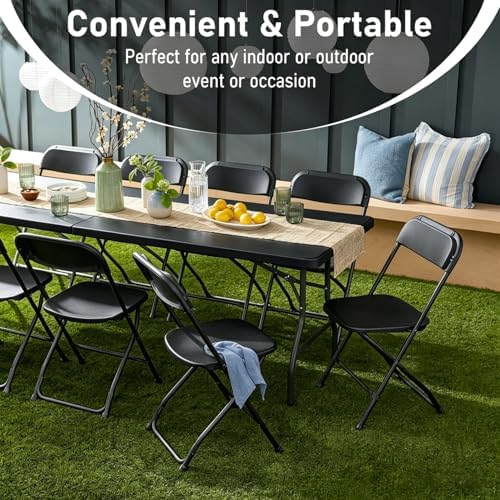 6FT Commercial Folding Table, Portable Black HDPE Utility Table,50 Pack, alternate view 2