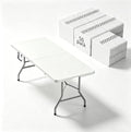 6FT Commercial Folding Table, Portable White HDPE Utility Table,50 Pack
