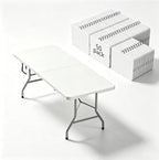6FT Commercial Folding Table, Portable White HDPE Utility Table,50 Pack