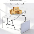 6FT Commercial Folding Table, Portable White HDPE Utility Table,50 Pack, alternate view 2