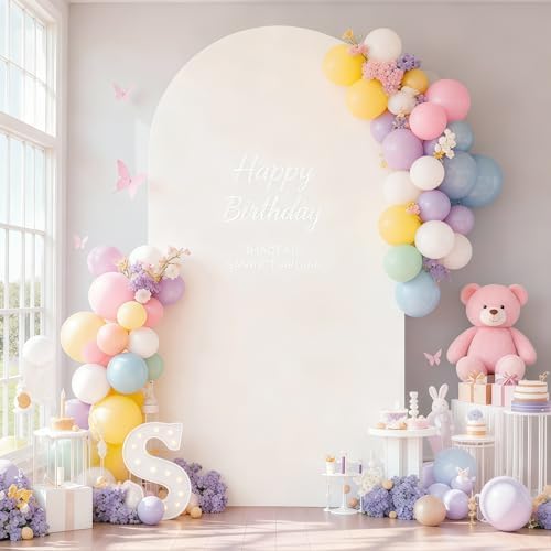 6FT Cream Arch Backdrop Cover - Polyester Fitted Wedding Arch Stand Covers Round Top Chiara Arch Backdrop Cover, alternate