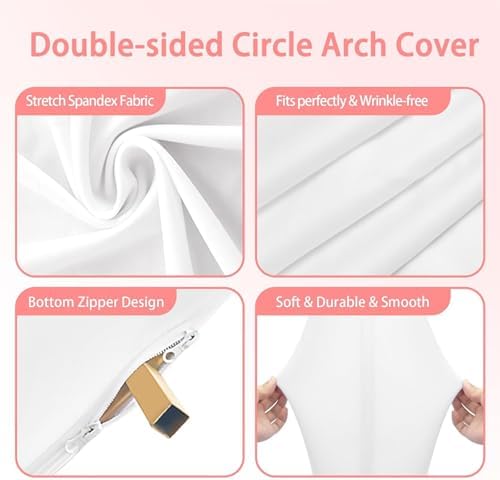 6FT Double-Sided Round Backdrop Cover, White Round Arch Cover, alternate view 3